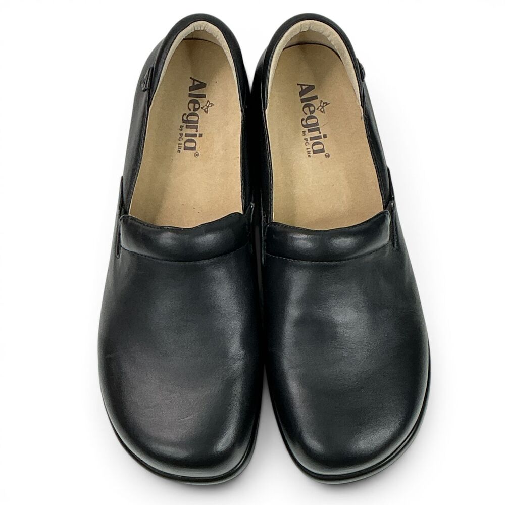 Alegria Lite Kelli Black Leather Slip On Clogs Work Shoes Womens Size 44 KEL-601